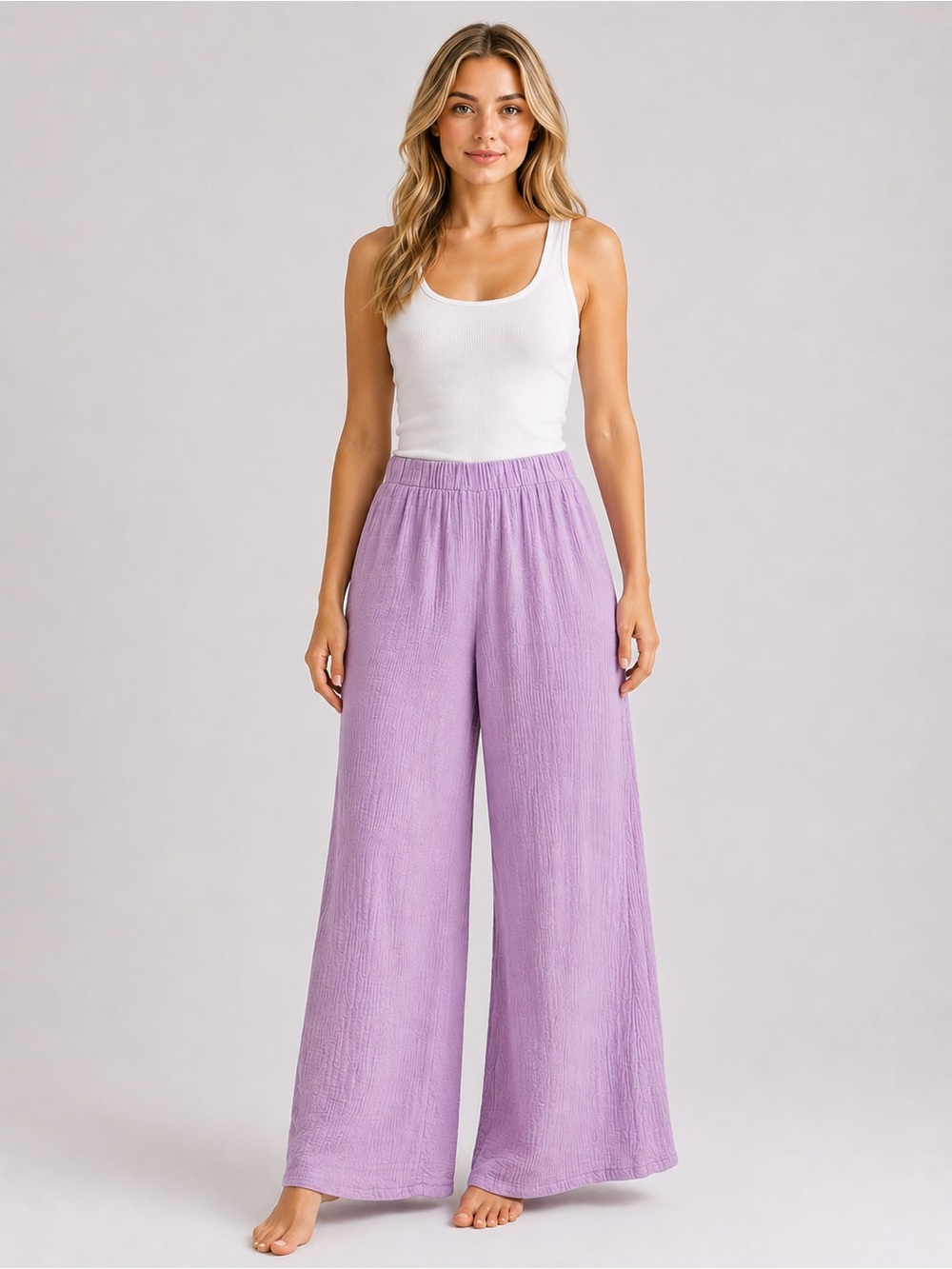 Things Between Pants Small Pink Gauze Wide Leg 100% Cotton Pull On Stretch Boho